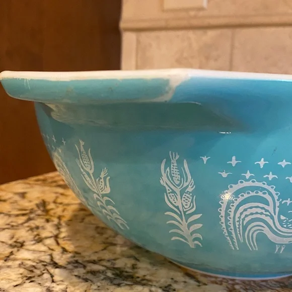 Vintage PYREX #444 4 qt Amish Butterprint Princess Turquoise Mixing Bowl